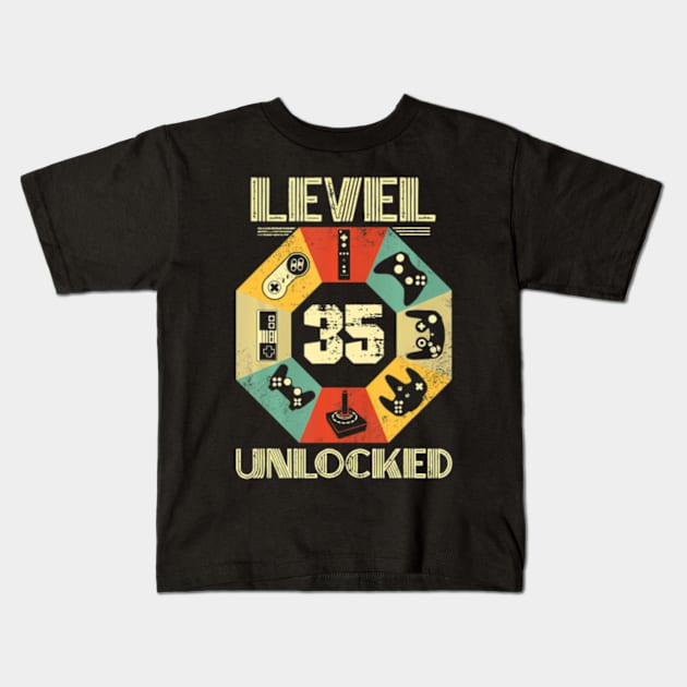 Level 35 Video 35th Birthday Kids T-Shirt by webrothers